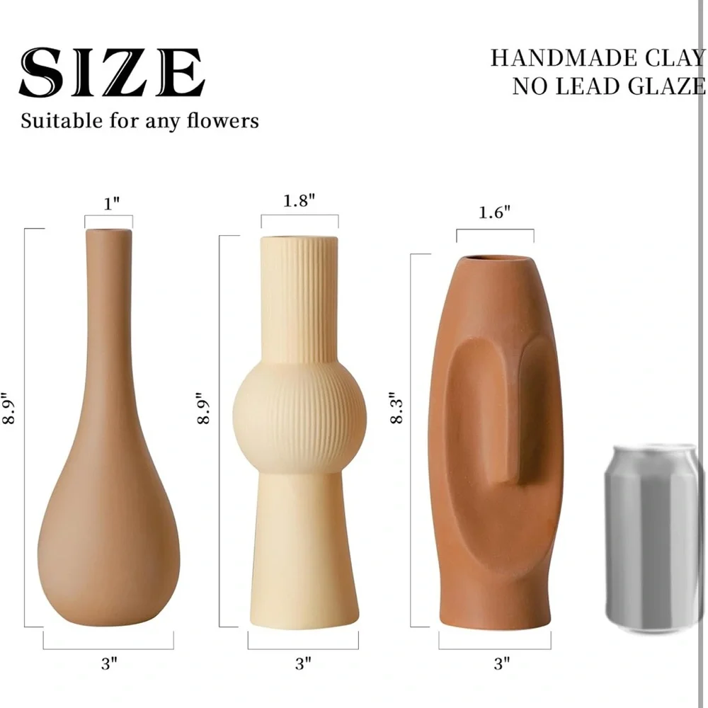 Neutral Ceramic Sculptural Vase Collection for centerpieces